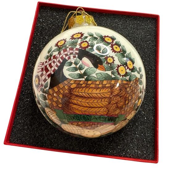 Vintage Debbie Mumm *NEW* 12 Days of Christmas 6 Geese A’Laying Ornament Ball - Picture 3 of 10